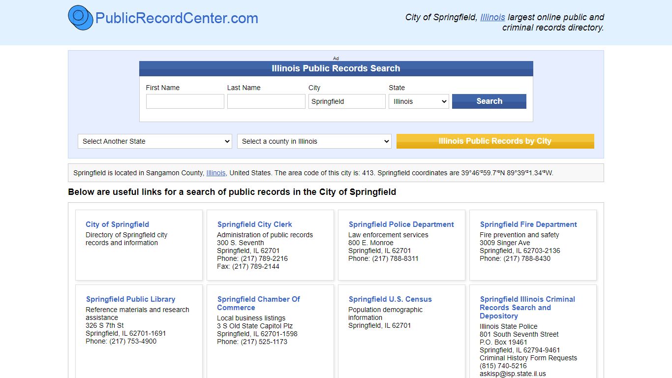 Springfield Illinois Public Records and Criminal Background Check